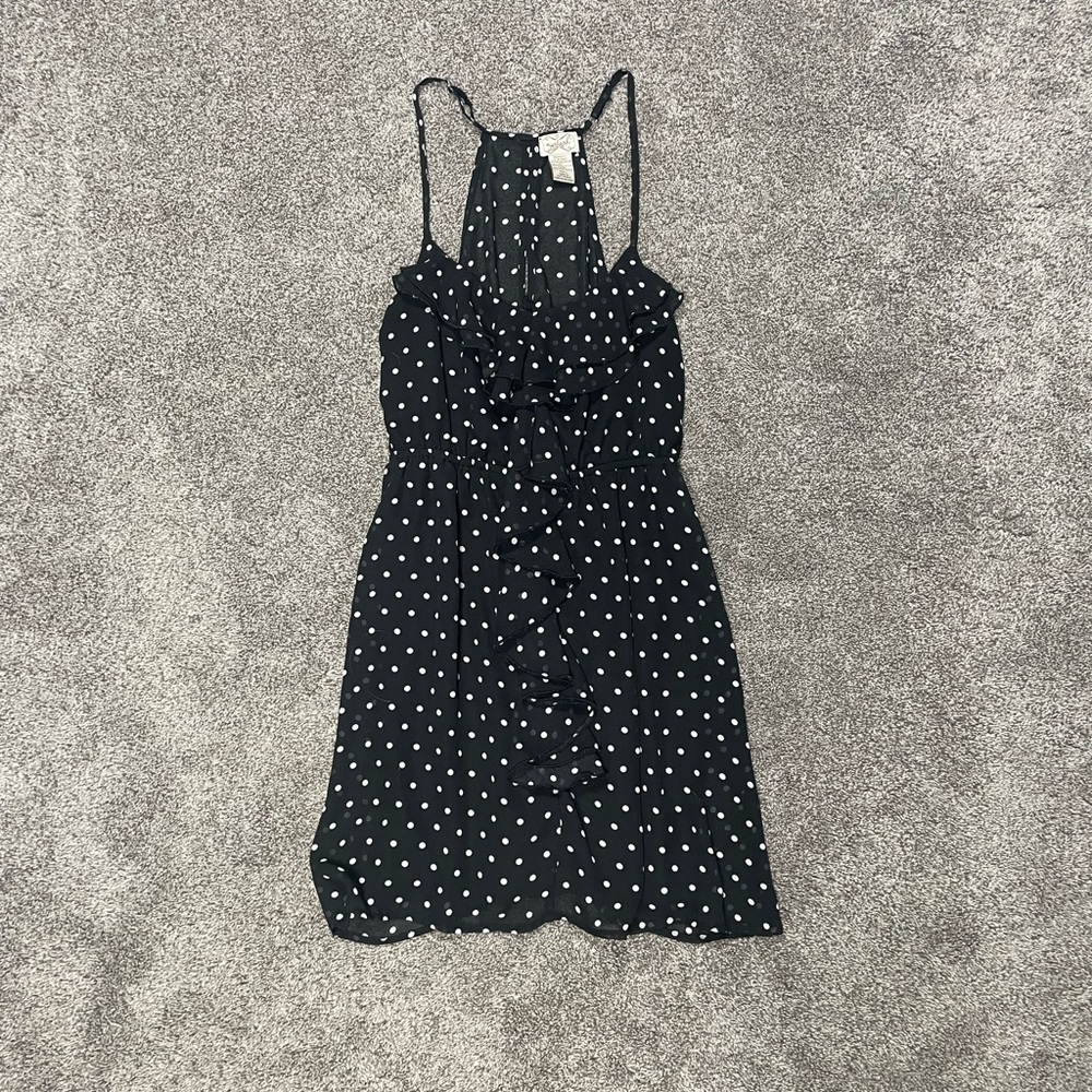 Eyelash Couture black sundress with white polka dots. Size L